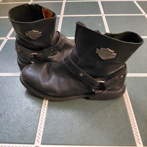 Harley-Davidson Black Leather Harness Motorcycle Boots
